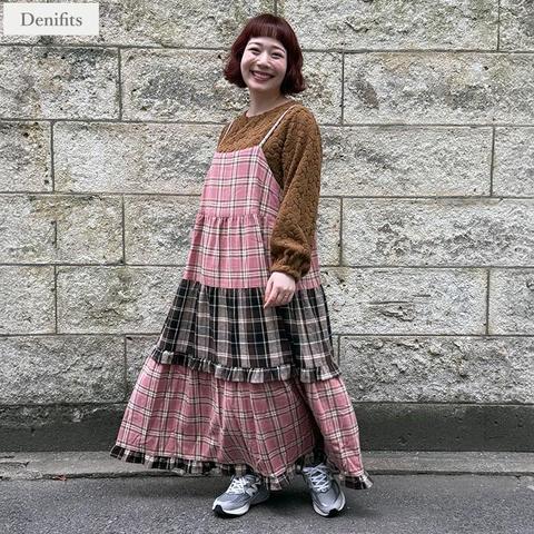 レディース　チェックキャミワンピース（ごりちゃん×Denifits）