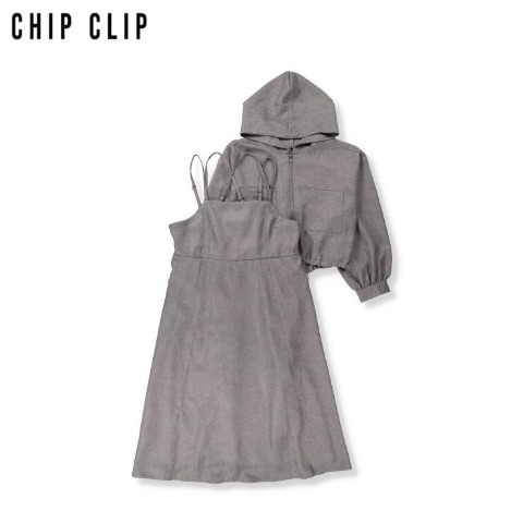 レディース　フードシャツ+キャミワンピースセット（CHIP CLIP）