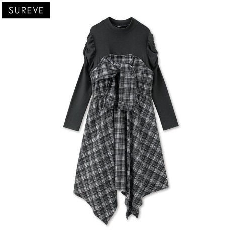 レディース　チェック柄ドッキングワンピース（SUREVE）