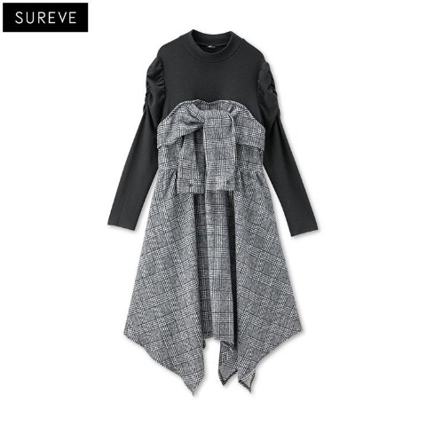 レディース　チェック柄ドッキングワンピース（SUREVE）