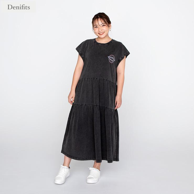 レディース【3L・4L】 ピグメントティアードワンピース（Denifits
