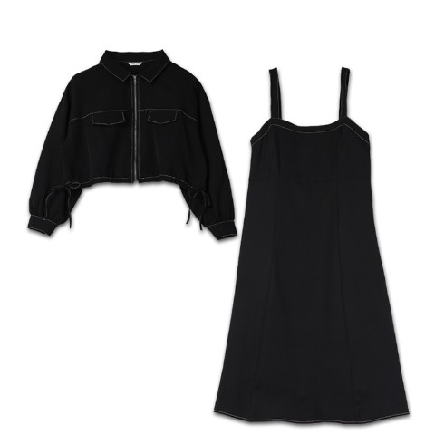 レディース【高身長】　シャツジャケット+キャミワンピースセット（CHIP CLIP）