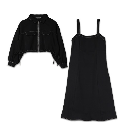 レディース【低身長】　シャツジャケット+キャミワンピースセット（CHIP CLIP）