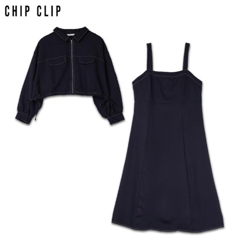 レディース　シャツジャケット+キャミワンピースセット（CHIP CLIP）