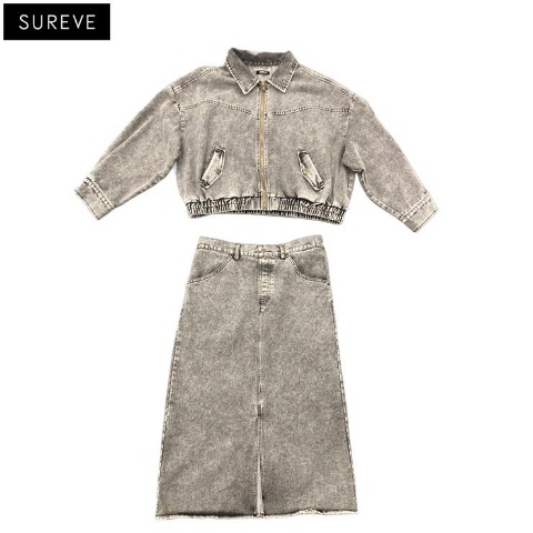レディース　デニムジャケット+ナロースカートセット（SUREVE）