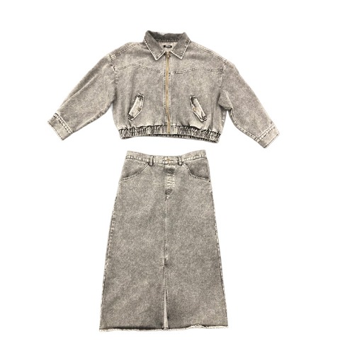 レディース【高身長】　デニムジャケット+ナロースカートセット（SUREVE）