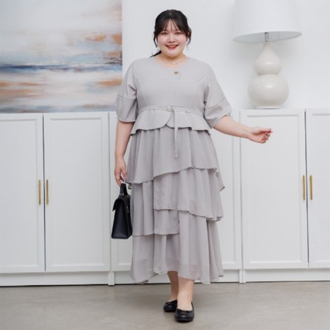 レディース【2L～4L】　アシンメトリーワンピース（RagOut×masami）