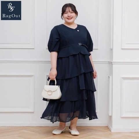 レディース【2L～4L】　アシンメトリーワンピース（RagOut×masami）
