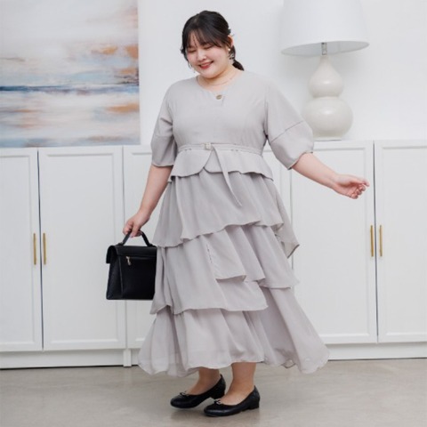 レディース【2L～4L】　アシンメトリーワンピース（RagOut×masami）