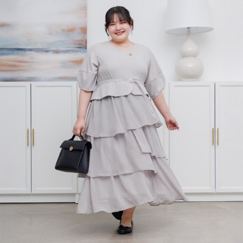 レディース【2L～4L】　アシンメトリーワンピース（RagOut×masami）