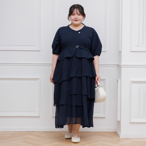 レディース【2L～4L】　アシンメトリーワンピース（RagOut×masami）