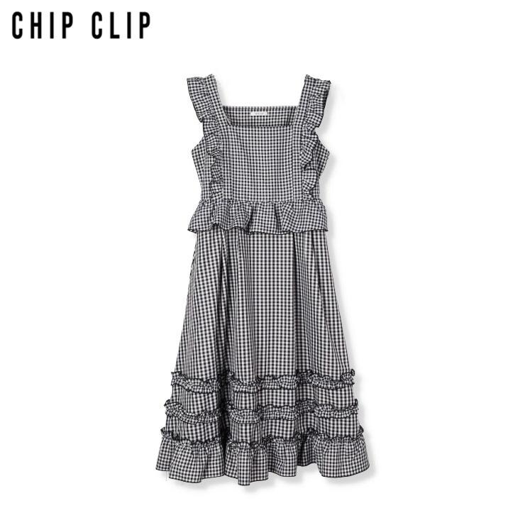 レディース【2L～4L】 チェック柄ジャンパースカート（CHIP CLIP