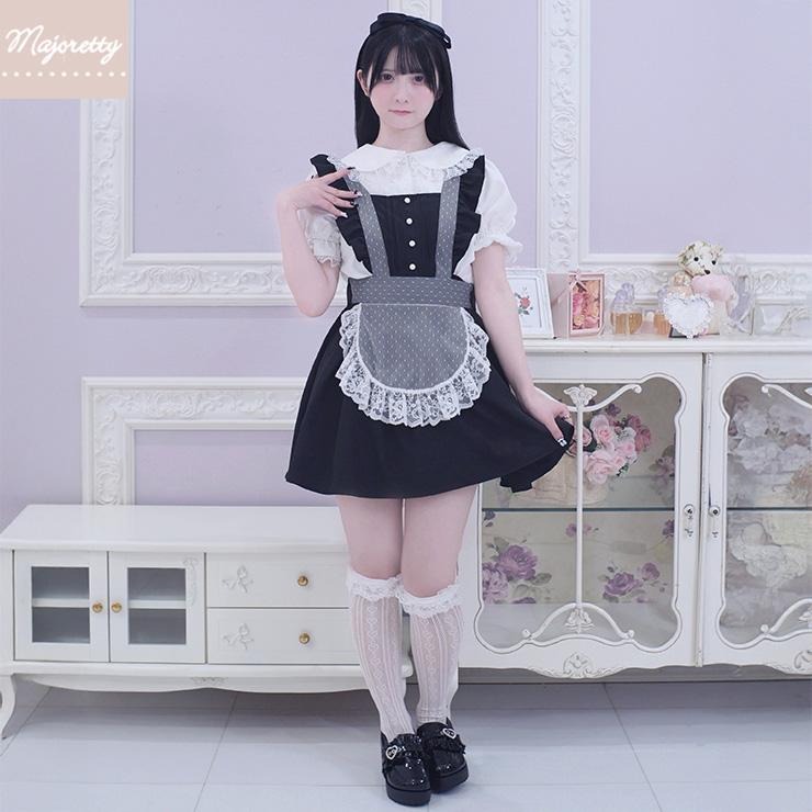 テディワッペン付きエプロンドレス ピンク ハートボタンピンクエプロンラブリーメイド | Maiden's Rêve