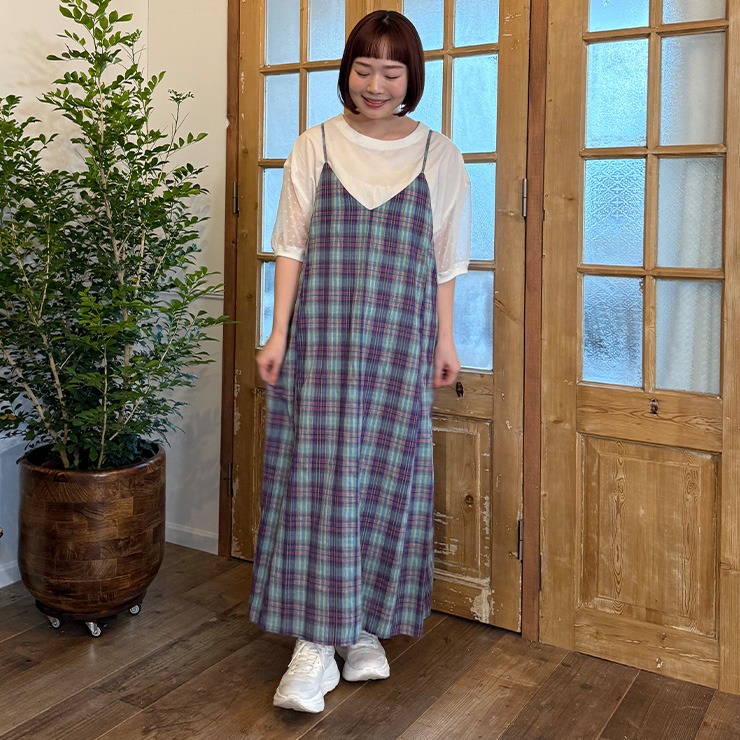 レディース【3LP】 チェック柄キャミワンピース（ごりちゃん×Denifits