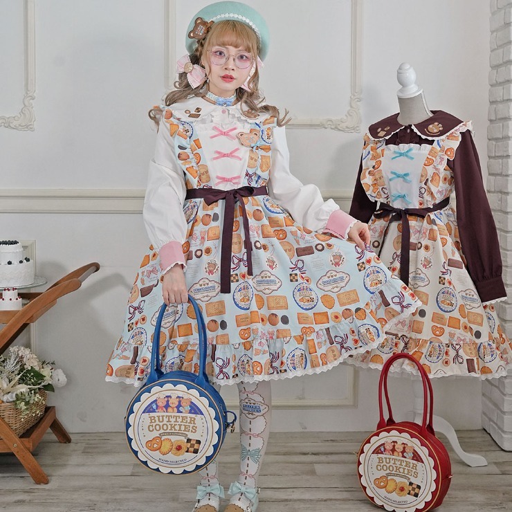 Vintage Label Stamp柄ジャンパースカート レディース【2L～4L】 総柄ジャンパースカート（majoretty×五月アイ
