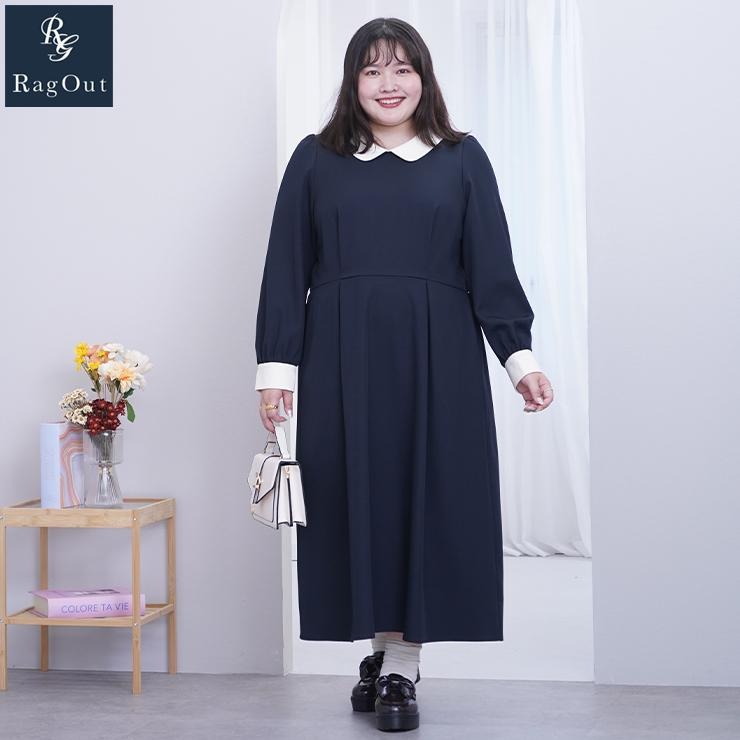 レディース【2L～4L】 襟配色ワンピース（RagOut×masami） | アベイル