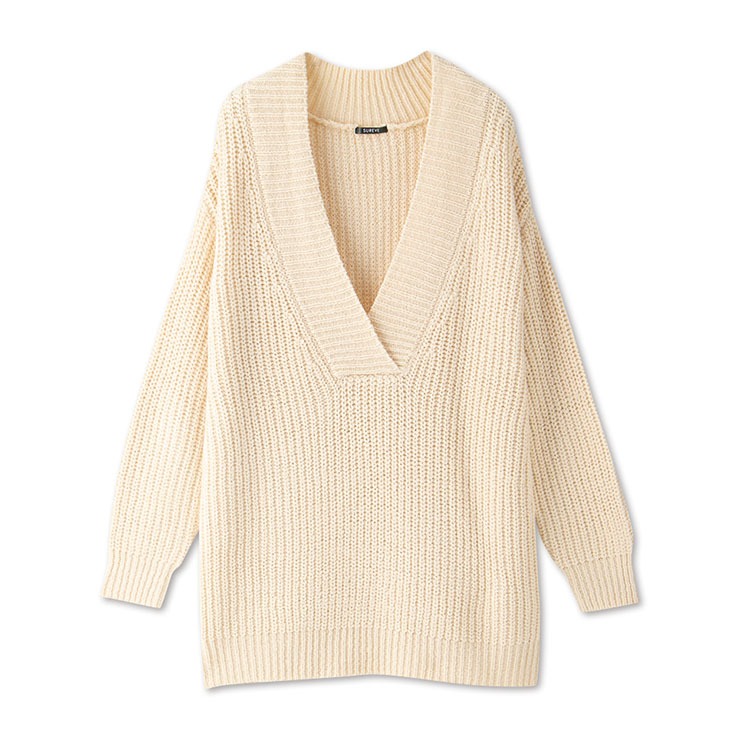 レディース【2L・3L】 Vネックニットミニワンピース（Shoko×SUREVE