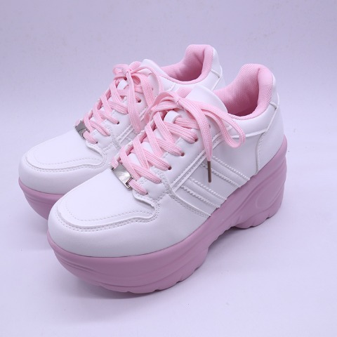 レディース【M～LL】　配色厚底スニーカー