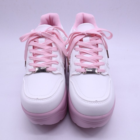 レディース【M～LL】　配色厚底スニーカー