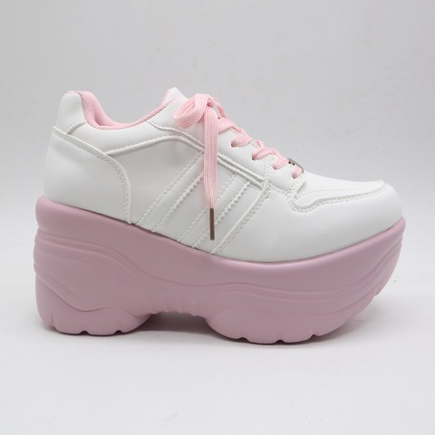 レディース【M～LL】　配色厚底スニーカー