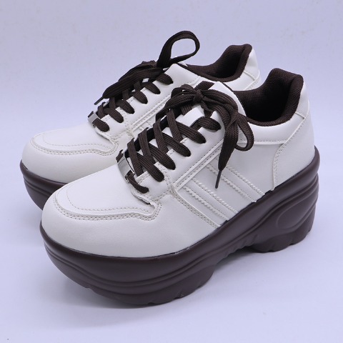 レディース【M～LL】　配色厚底スニーカー