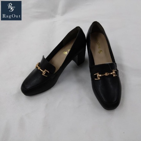 レディース【M～LL】　ビット太ヒールパンプス（Rag Out）