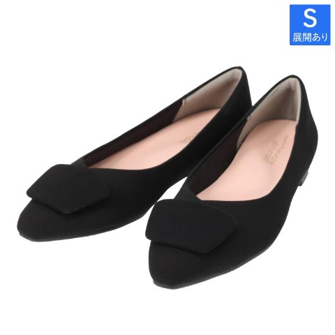 レディース【S～LL】　甲バックルフラットパンプス