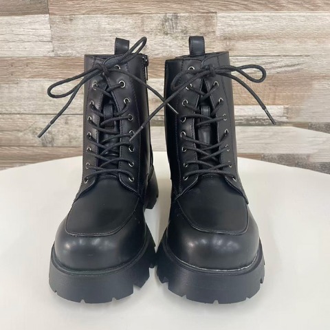 レディース【S～LL】　幅広レースアップショートブーツ（CHIP CLIP）