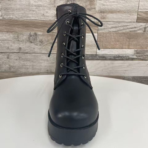 レディース【S～LL】　幅広レースアップショートブーツ（CHIP CLIP）