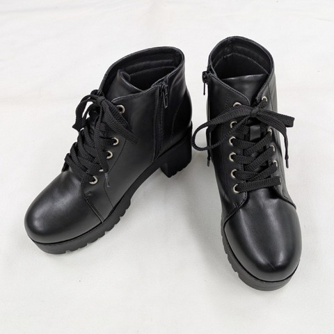 レディース【S～LL】　レースアップショートブーツ（CHIP CLIP）