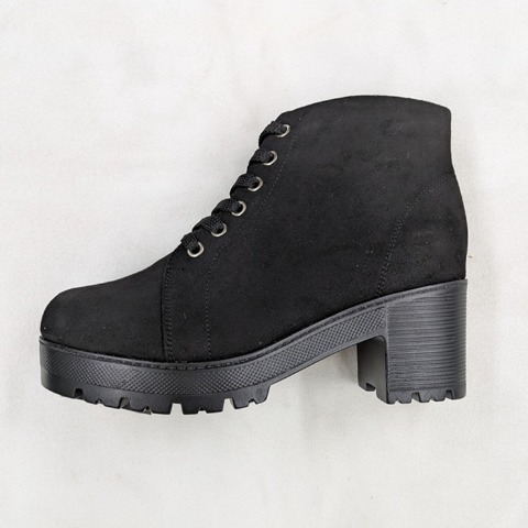 レディース【S～L】　起毛レースアップショートブーツ（CHIP CLIP）