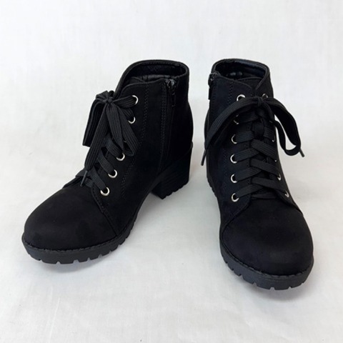 レディース【M～LL】　レースアップショートブーツ（CHIP　CLIP）
