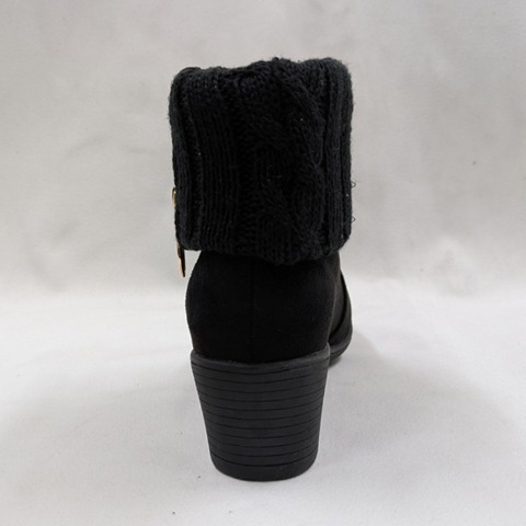 レディース【M～3L】　防滑ジップ使いニットショートブーツ