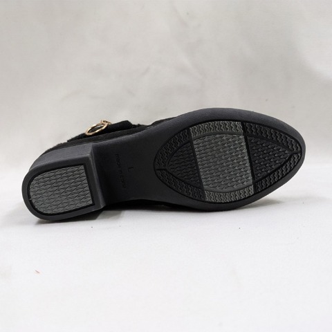 レディース【M～3L】　防滑ジップ使いニットショートブーツ