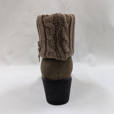 レディース【M～3L】　防滑ジップ使いニットショートブーツ