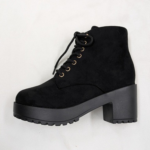 レディース【M～3L】　防滑・起毛レースアップショートブーツ