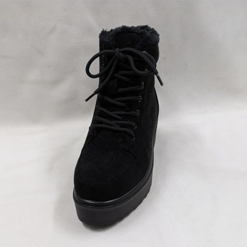 レディース【M～3L】　防滑・裏ボアレースアップショートブーツ