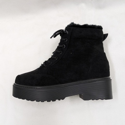 レディース【M～3L】　防滑・裏ボアレースアップショートブーツ