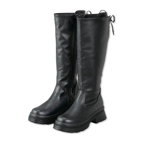 レディース【M～LL】　バックレースアップロングブーツ（SUREVE）
