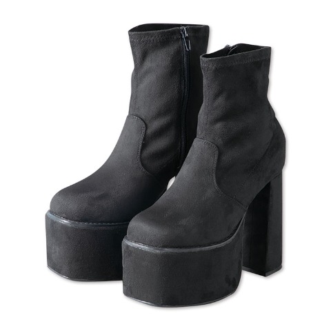 レディース【M～LL】　厚底ストレッチショートブーツ（SUREVE）