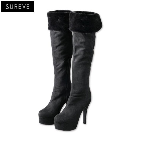 レディース【M～LL】　折り返しロングブーツ（SUREVE）
