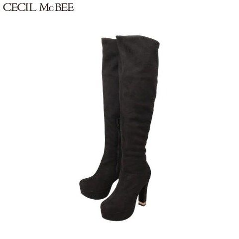 レディース　チェーンヒールニーハイブーツ（CECIL McBEE）