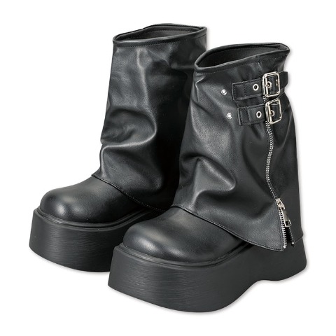 レディース【S】　厚底サイドZIPカバーブーツ