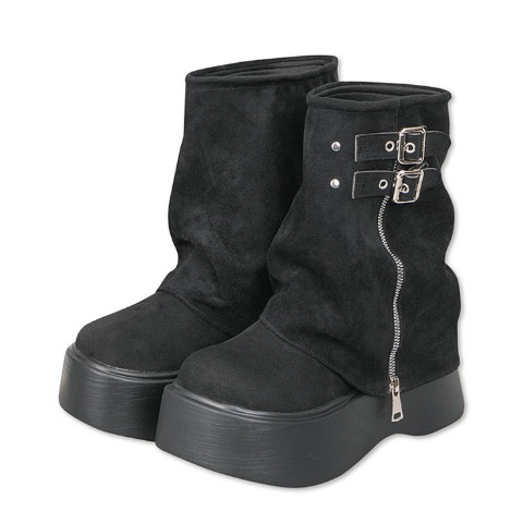 レディース【S～L】　厚底サイドZIPカバーブーツ