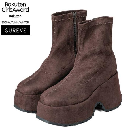 レディース　起毛ゴツソールストレッチスエードブーツ（SUREVE）