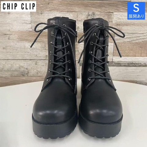 レディース　サイドジップアップレースショートブーツ（CHIP CLIP）