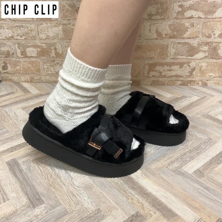 レディース【M～LL】 軽量結びリボンボアサンダル（CHIP CLIP
