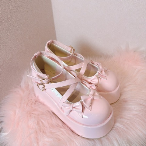 レディース【S～L】　厚底リボンパンプス（まゆろん×majoretty）