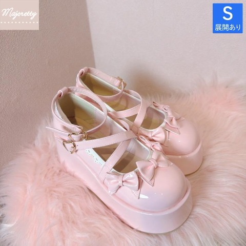 レディース【S～L】　厚底リボンパンプス（まゆろん×majoretty）
