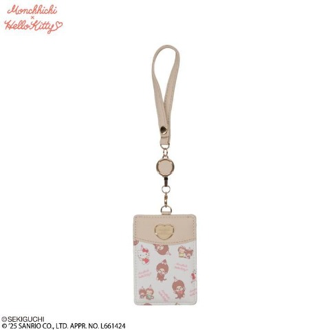リール付パスケース（モンチッチ×ハローキティ） アイボリー 314
